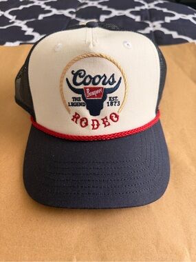 Coors Banquet Rodeo Trucker Hat - Navy & White with Red Trim